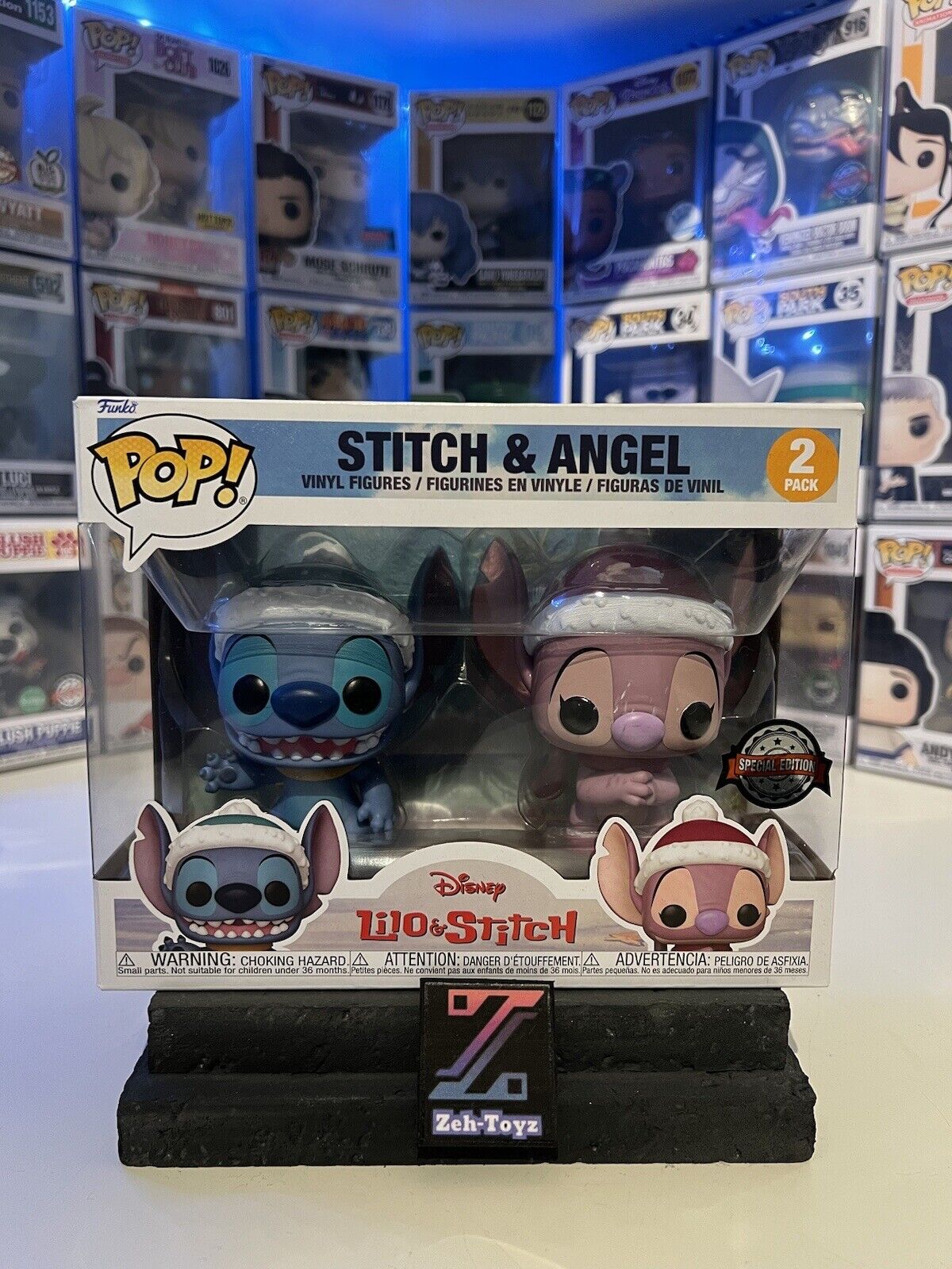 Lilo & Stitch pack 2 POP! Disney Winter Stitch & Angel Exclusive Special  Edition Vinyle Figurine 10cm