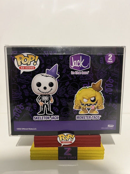 FUNKO POP! Ad Icons Disney Jack In The Box Skeleton Jack & Monster Taco #2 PACK