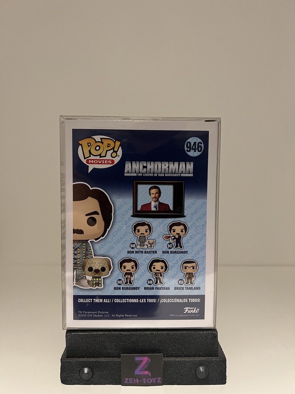 FUNKO POP! Movies Anchorman Ron With Baxter #946 2020 Summer Con Exclusive