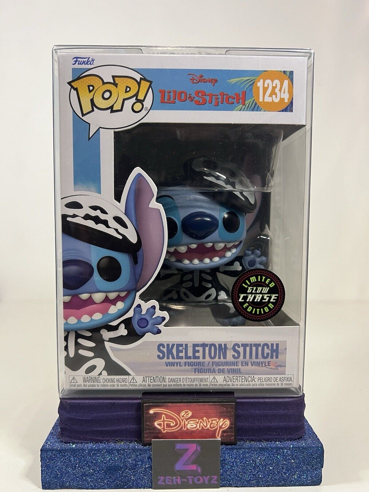 FUNKO POP! Disney Lilo & Stitch Skeleton Stitch #1234 Glow Chase