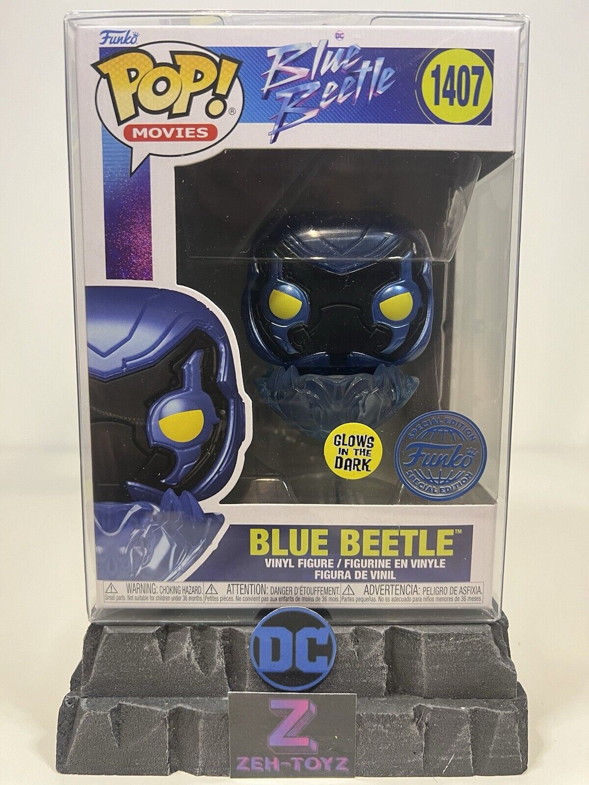 FUNKO POP! DC Universe Movies Blue Beetle #1407 Glow In The Dark Special Edition