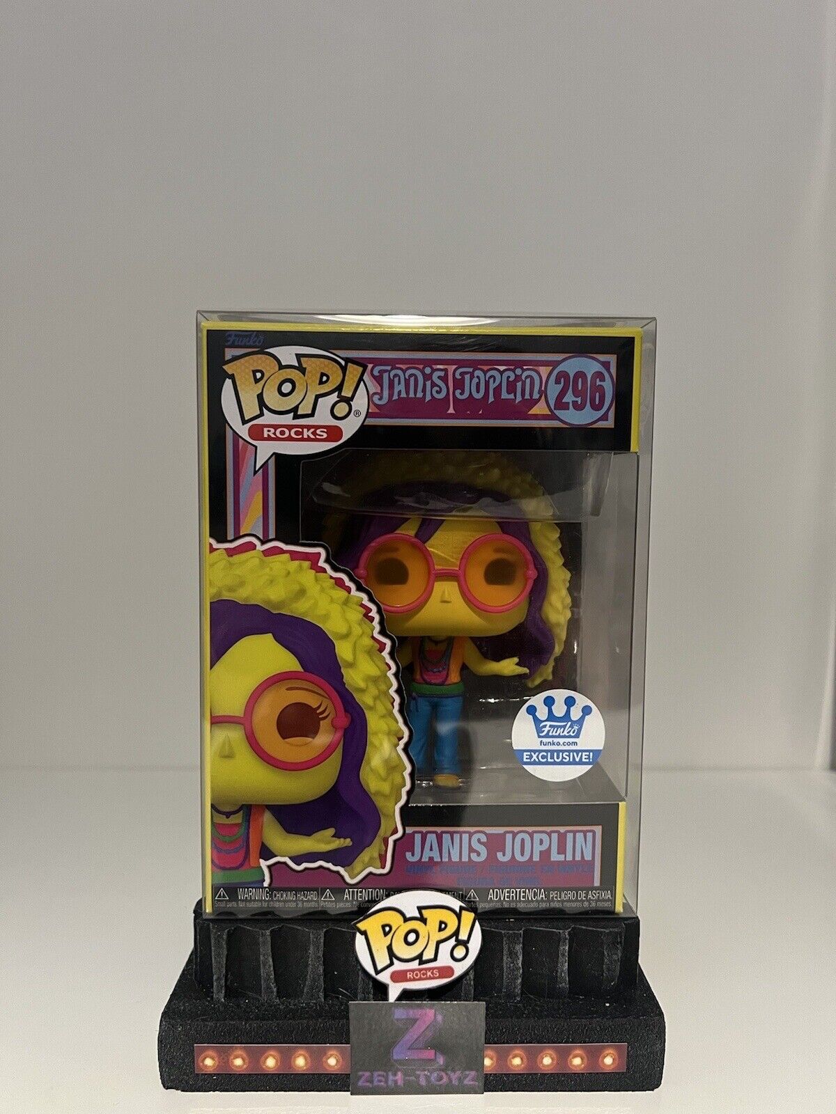 FUNKO POP! Music POP! Rocks Janis Joplin #296 Black Light Funko Exclusive