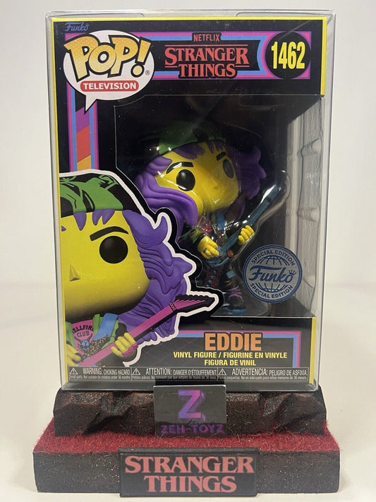 FUNKO POP! Television TV Stranger Things Eddie With Guitar #1462 Blacklight