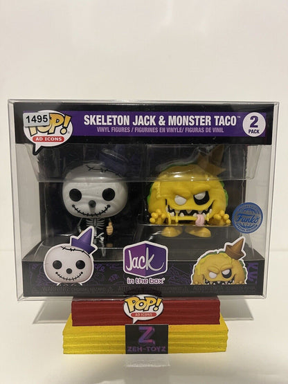 FUNKO POP! Ad Icons Disney Jack In The Box Skeleton Jack & Monster Taco #2 PACK